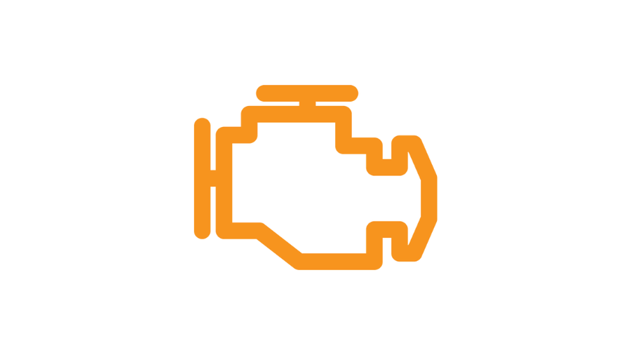 Gul motor symbol som betyr at det er noe feil i bilens motor.
