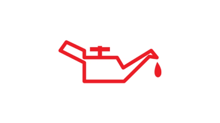 Varoitusvalossa näkyvä symboli: Punainen voiteluöljykannu.,