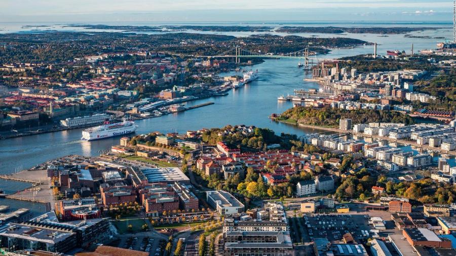 Bild som visar Göteborg ovanifrån.