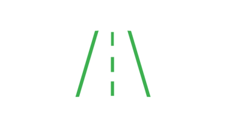 Varoitusvalossa näkyvä symboli: Vihreä tie