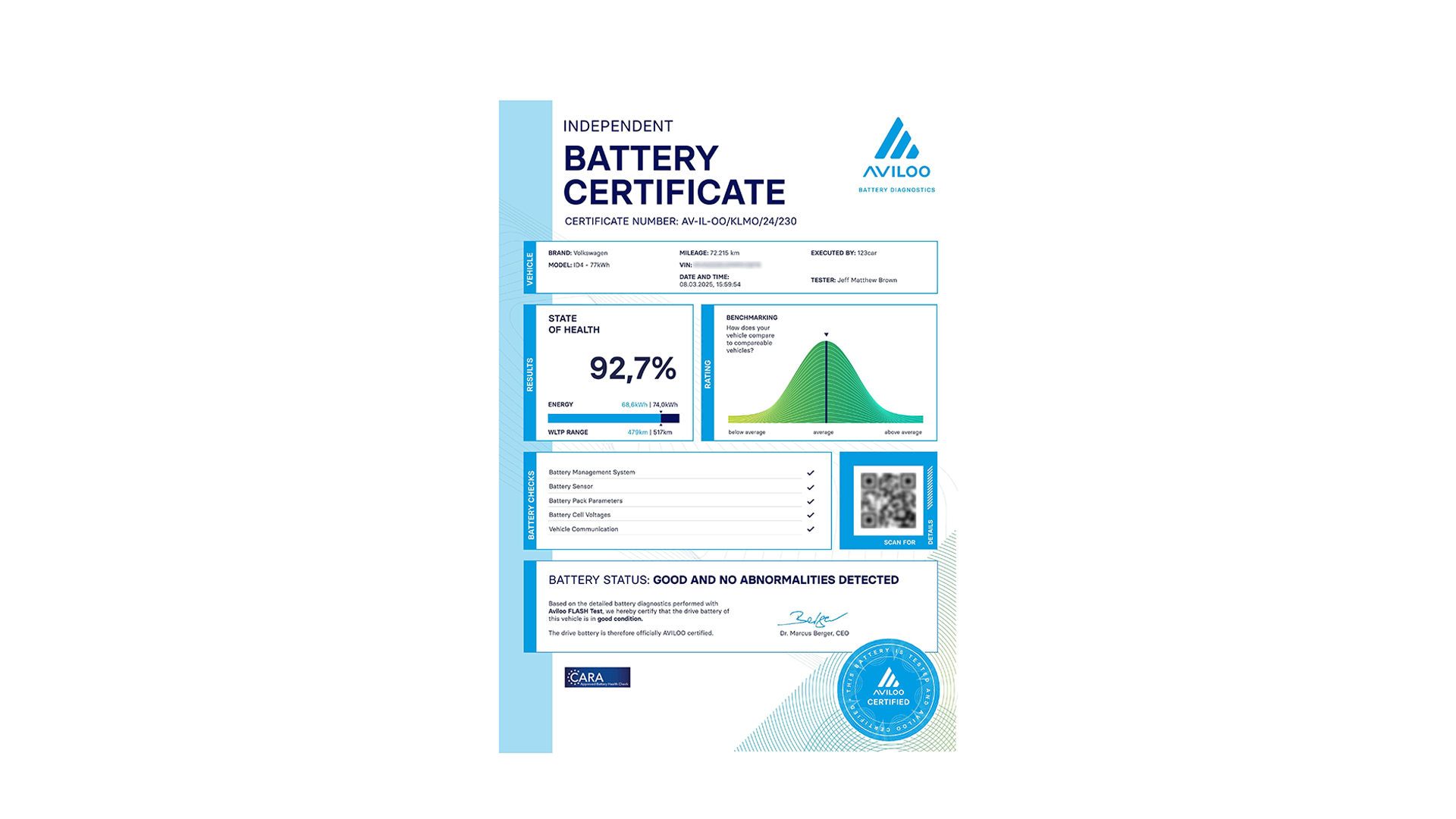 Viking Kontroll batterikontroll rapport.