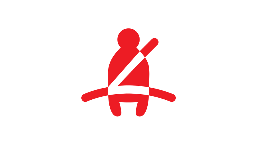 Person med bilbelte symbol som betyr at noen i bilen ikke bruker sikkerhetsbelte.