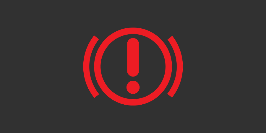 Varningslampa symbol: Röd cirkel med utropstecken