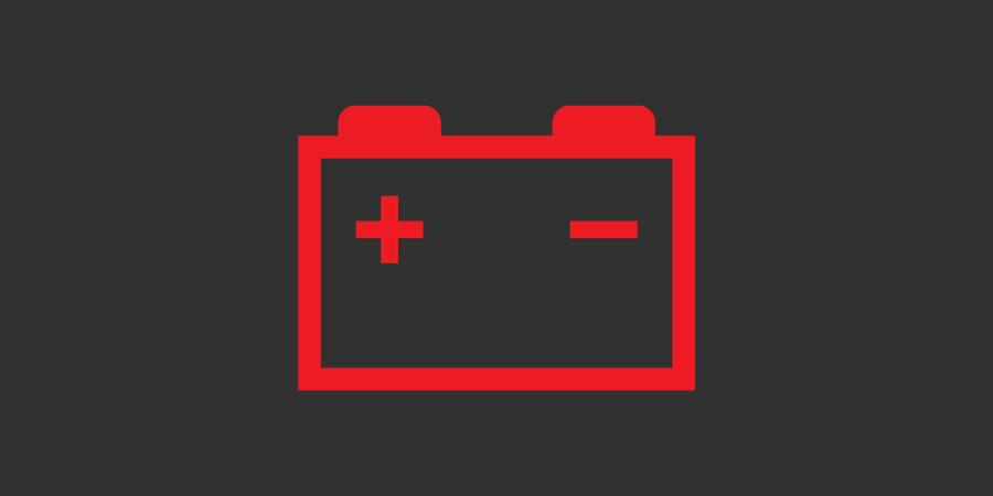 Varningslampa symbol: Röd batteri