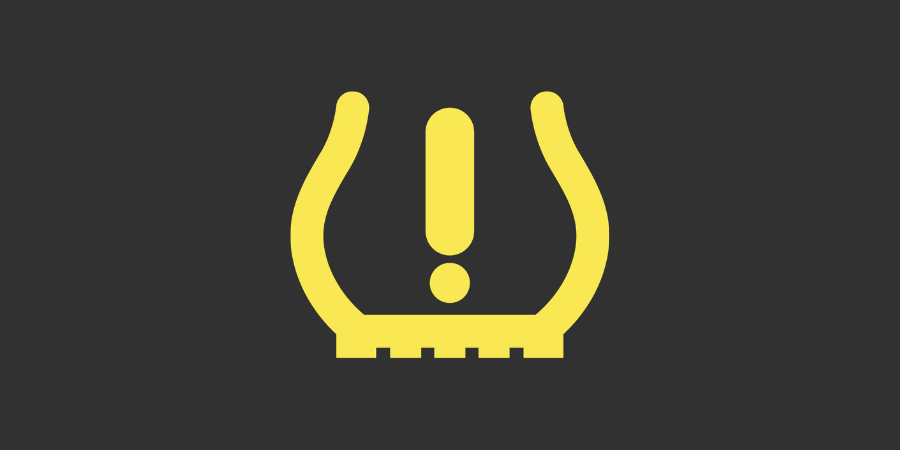 Varningslampa symbol: Gult däck med utropstecken