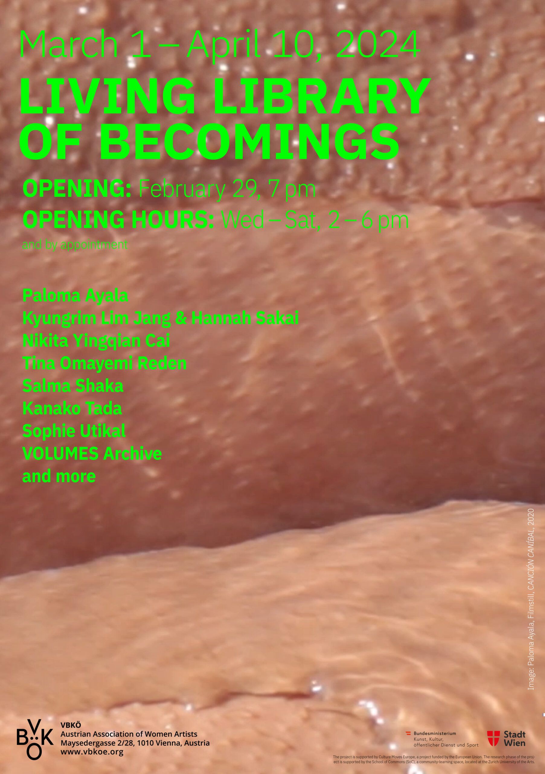 living library of becomings⁠ Exhibition Opening: Thursday, February 29, 7 pm⁠ With Paloma Ayala, Nikita Yingqian Cai, Kyungrim Lim Jang & Hannah Sakai, Tina Omayemi Reden, Salma Shaka, Kanako Tada, Sophie Utikal, VOLUMES Archive, and diverse publishing practices⁠