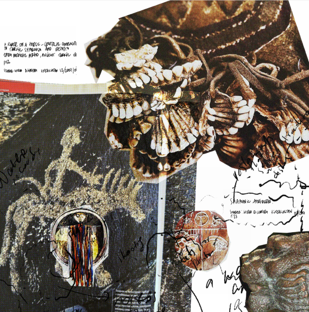 Fig. 2 Animals in Turkic culture. Elements of petroglyphs and shamanic attributes of early Turkic cultures are sourced from World Discovery Kazakhstan (2004) and World Discovery Kazakhstan(2005). Collage by the2vvo (2023)