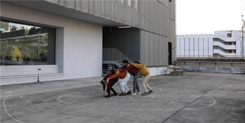 A performance and working during the School of Commons Intensive 2022 on Street games of Our Childhoods