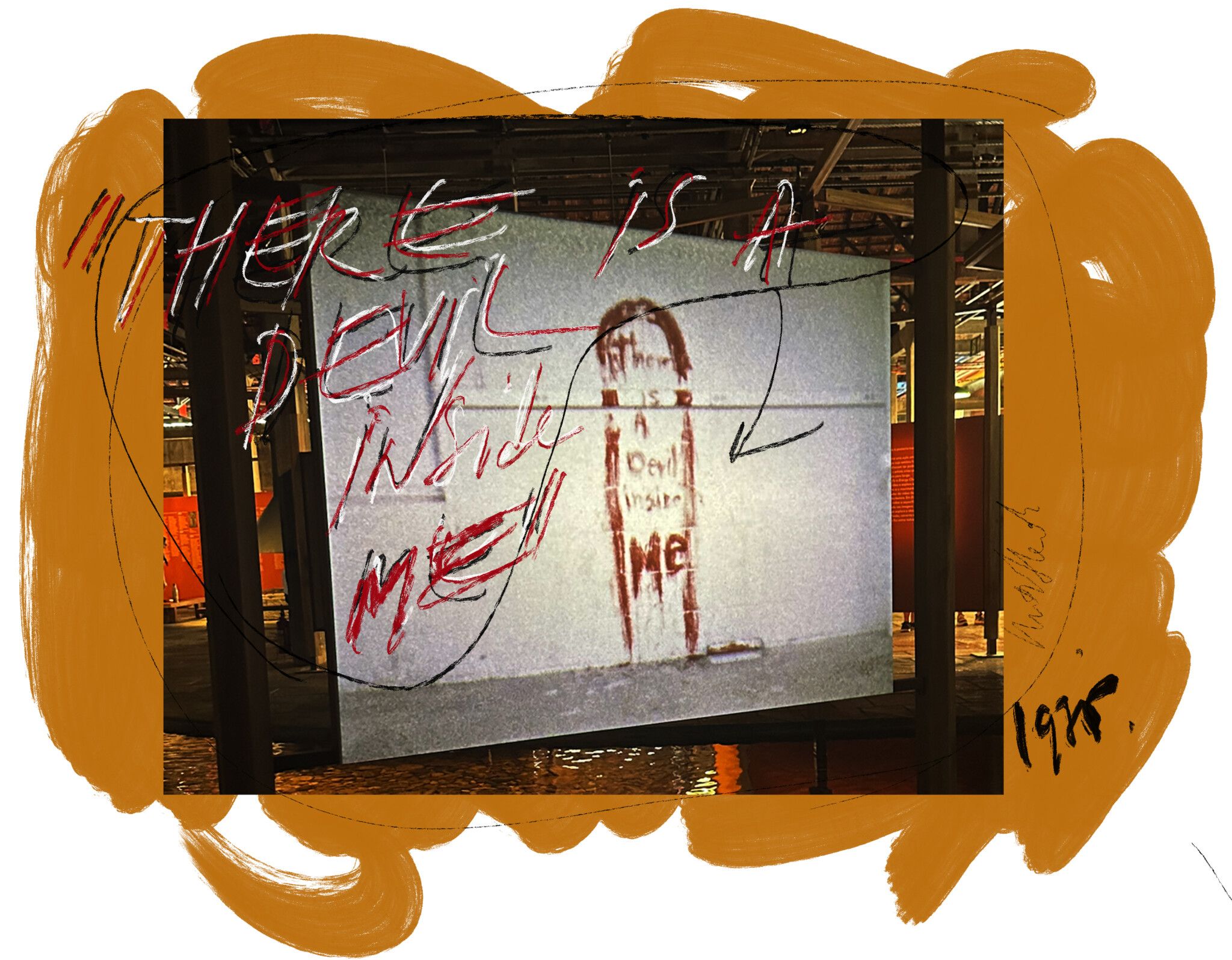 Fig. 23 "There is a Devil Inside Me," Mendieta’s work: Untitled, 1974, Super-8mm film transferred to high-definition digital media, color, silent; Copyrighted by The Estate of Ana Mendieta Collection, LLC. Courtesy Galerie Lelong. Photographs taken at the show by the author (2023)