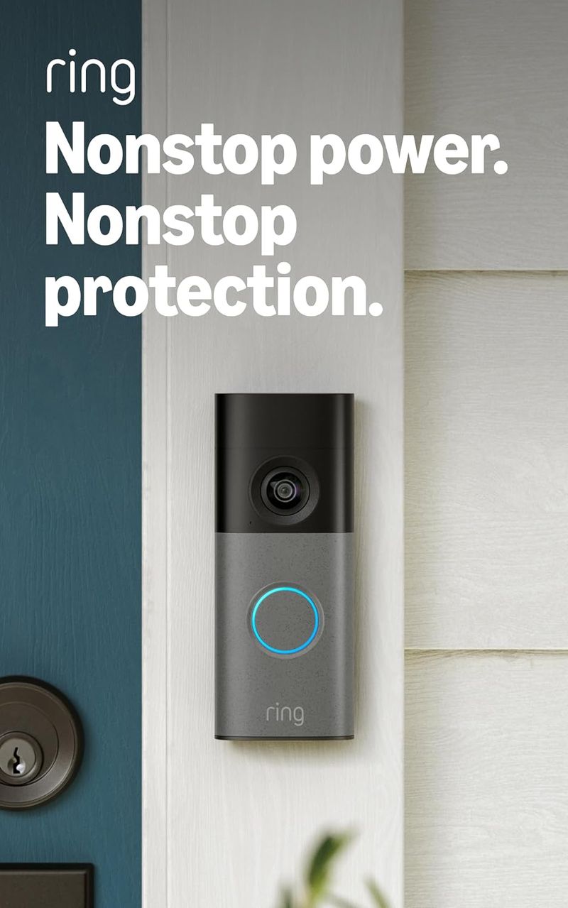 Ring Wired Doorbell 2K in speckled gray.