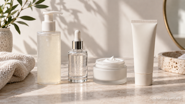 Simple peptide skincare routine editorial image