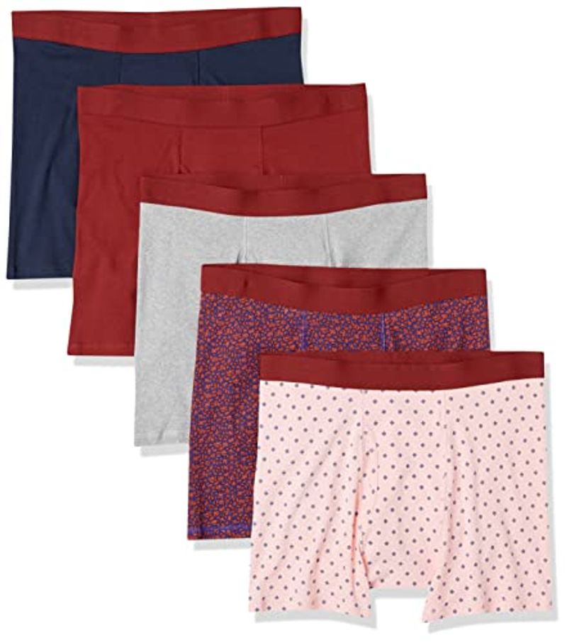 Amazon Essentials Men's Cotton Boxer Briefs, 5-Pack