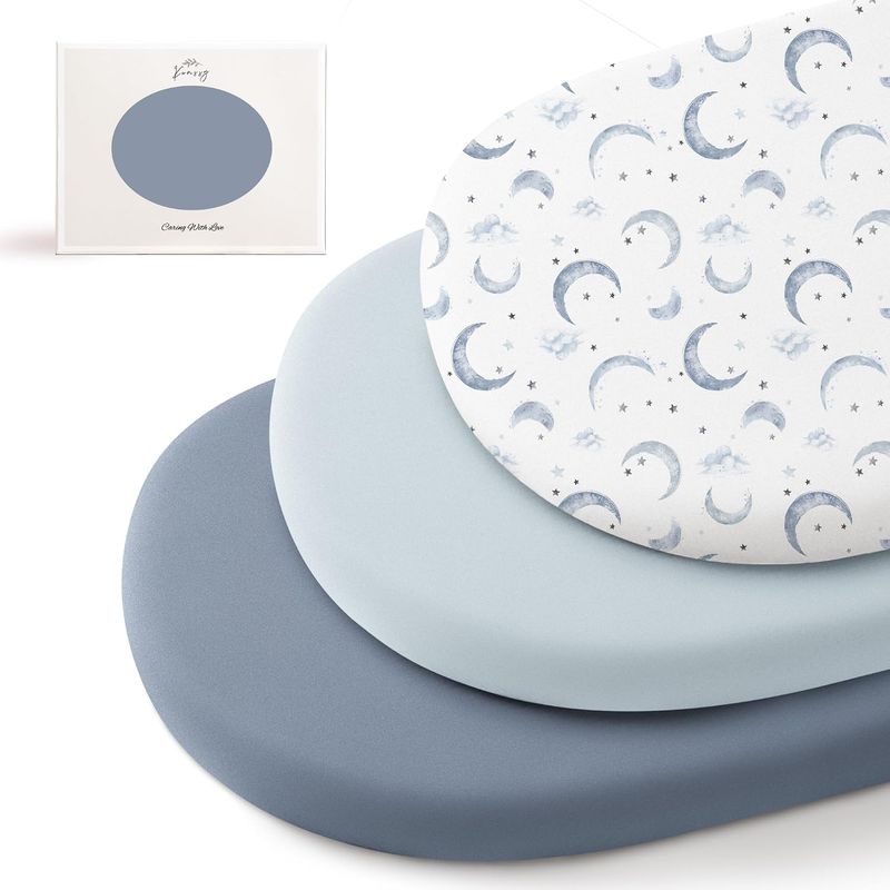 Konssy 3-pack stretchy fitted bassinet sheets.