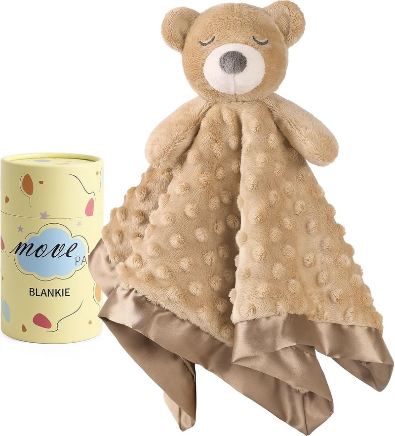 MOVEPAI baby lovey security blanket with teddy bear.