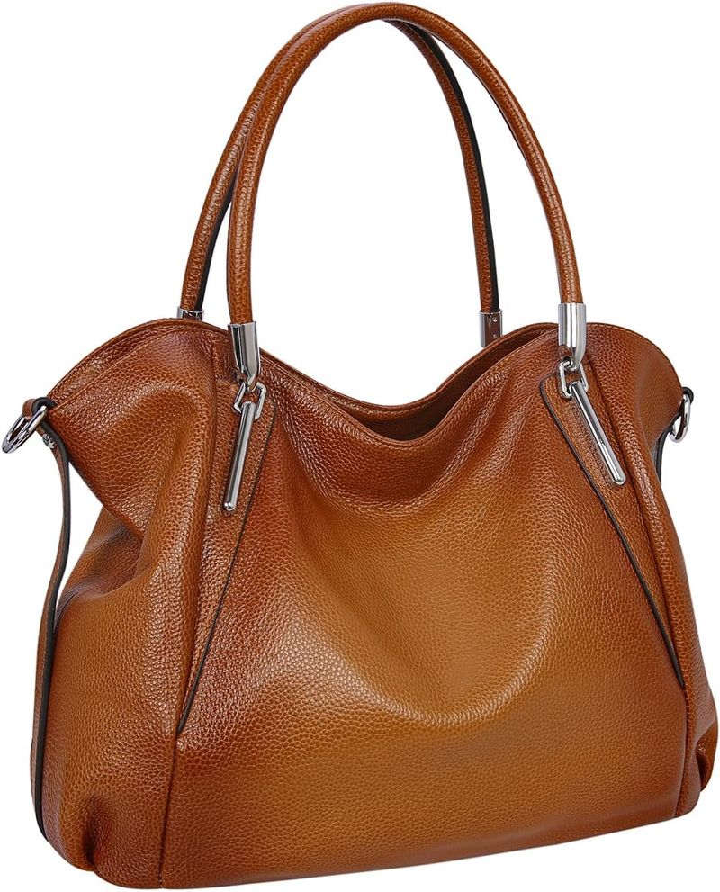 HESHE Leather Shoulder Purse Tote