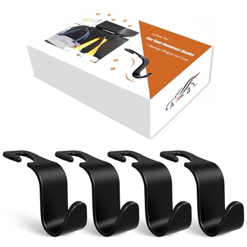 4-Pack Car Headrest Hooks, Holds 55lbs