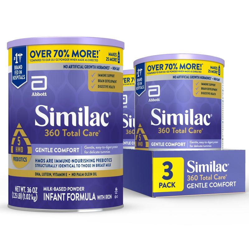 Similac 360 Total Care Gentle Comfort infant formula, 3-pack.