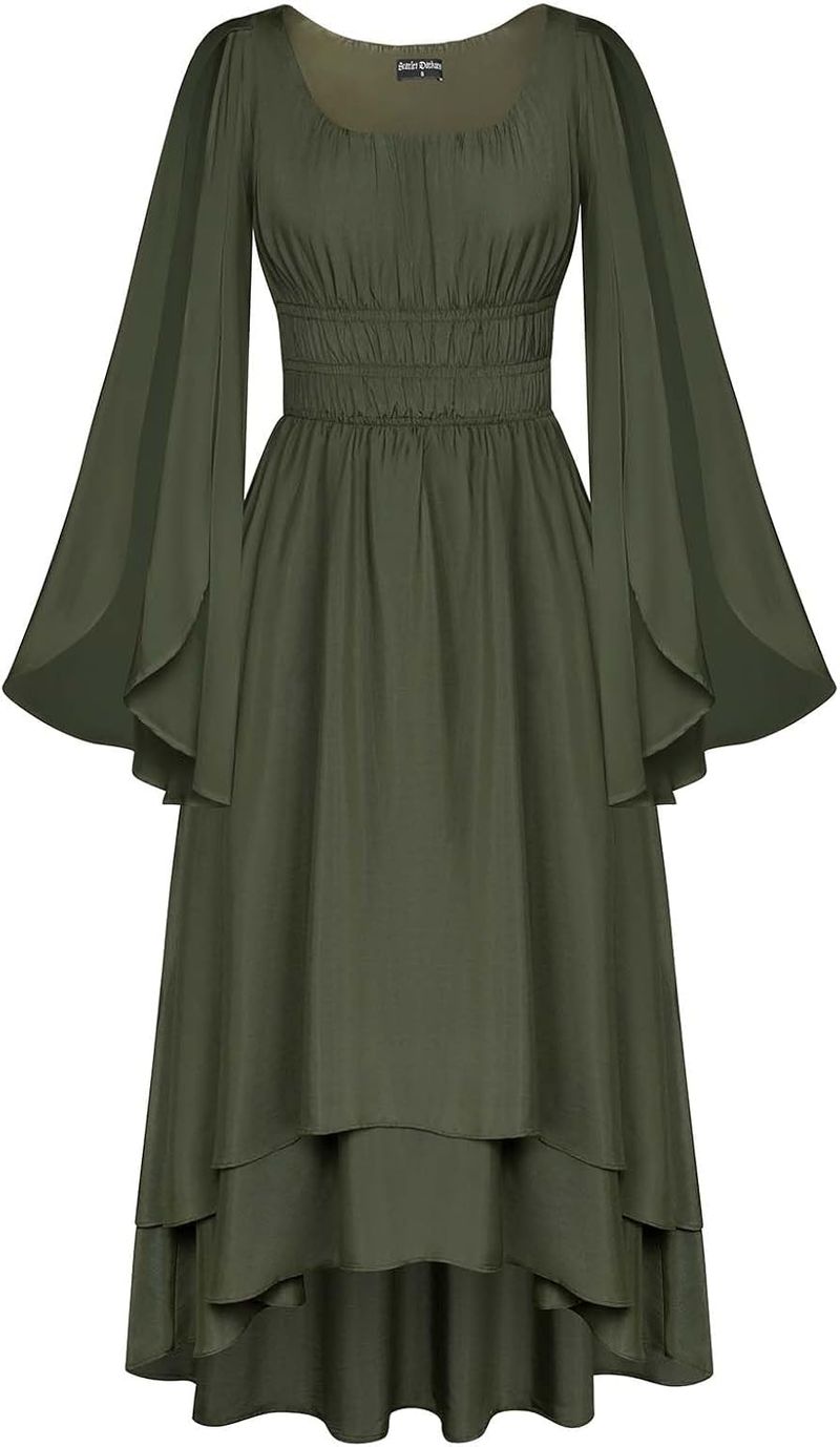 Scarlet Darkness split-sleeve dress — Olive Green Large