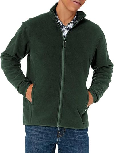 Men’s Full-Zip Fleece: Forest Green, Large