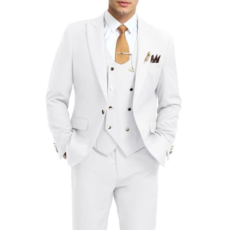 Aowdoy Men's 3-Piece Slim Fit Tuxedo Suit