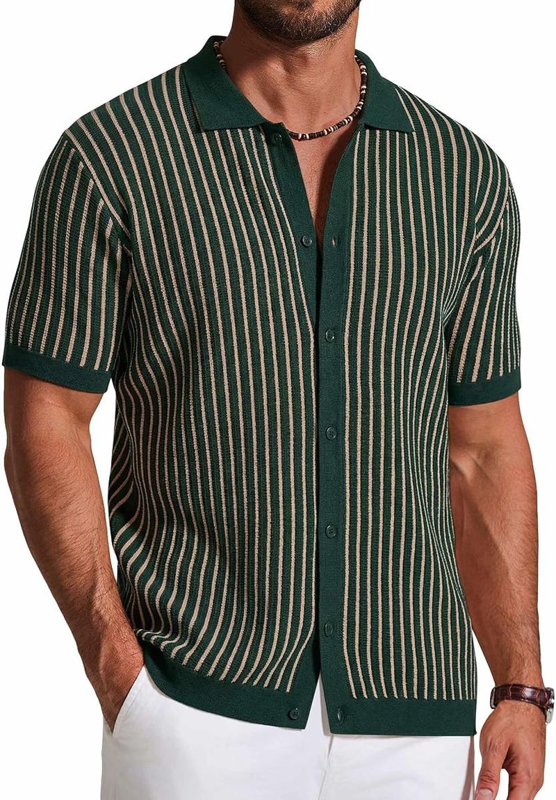 COOFANDY Men’s Knit Button-Down Shirt