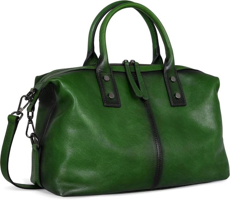 Iswee Genuine Leather Satchel Tote (Green)