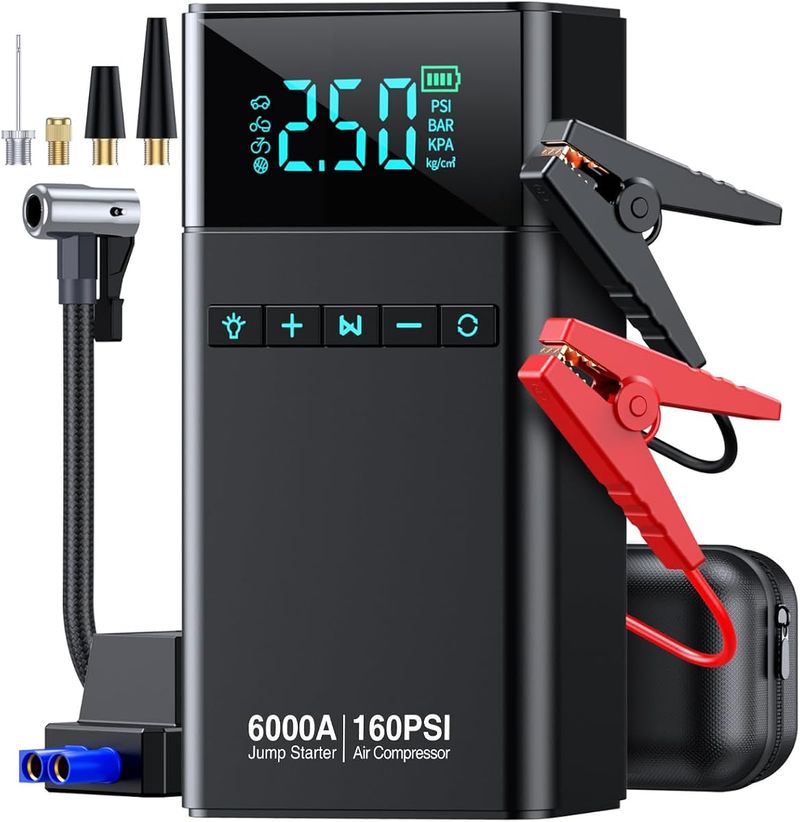 MAIDELI 6000A Jump Starter with Tire Inflator