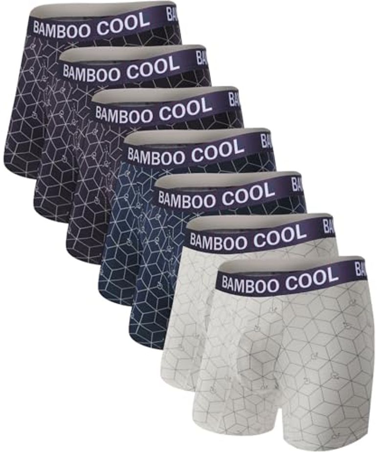 BAMBOO COOL Men's 3D Pouch Boxer Briefs, 4-Pack