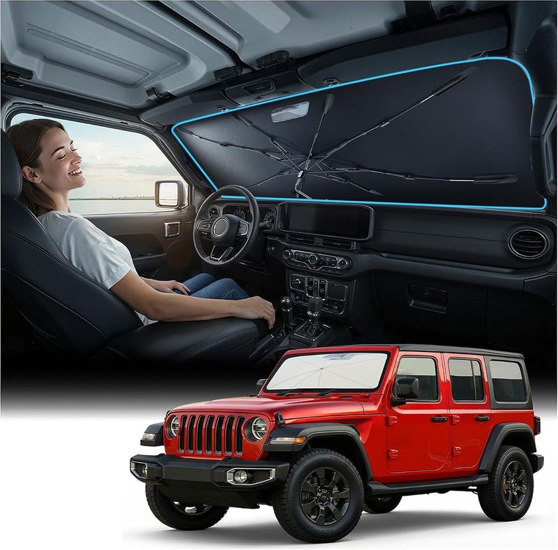 Nmoiss Windshield Sunshade for Jeep Wrangler & Gladiator