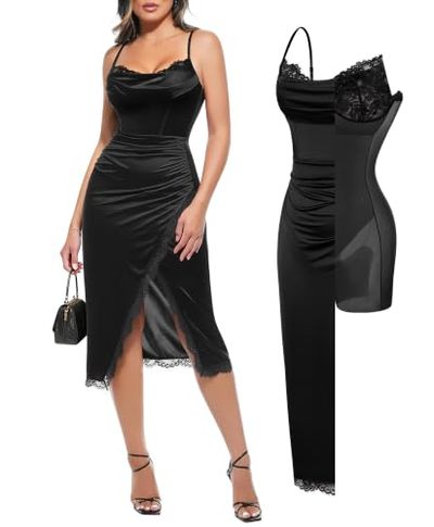 Popilush Satin Corset Tummy Control Midi Dress