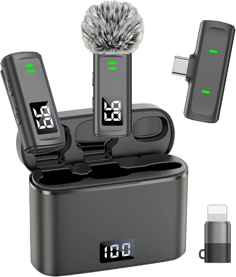 NPTCL Wireless Lavalier Microphone for iPhone & Android