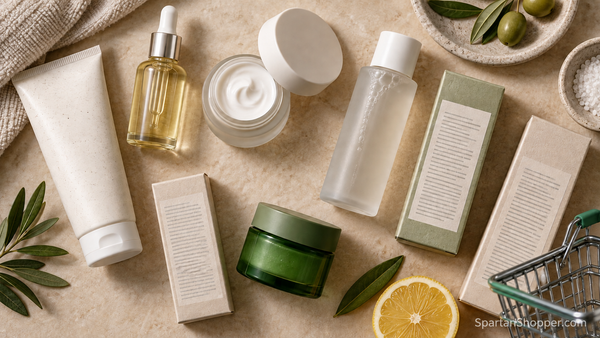 Peptide skincare shopping editorial image