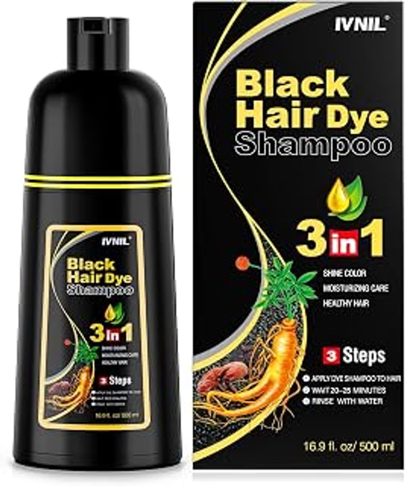 Ivnil Black Hair Dye Shampoo 3-in-1 Semi Permanent