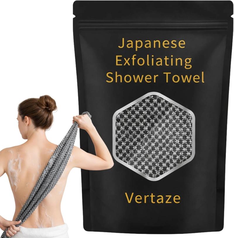 Vertaze Premium Japanese Exfoliating Shower Towel — carbon fiber body scrubber review 2026