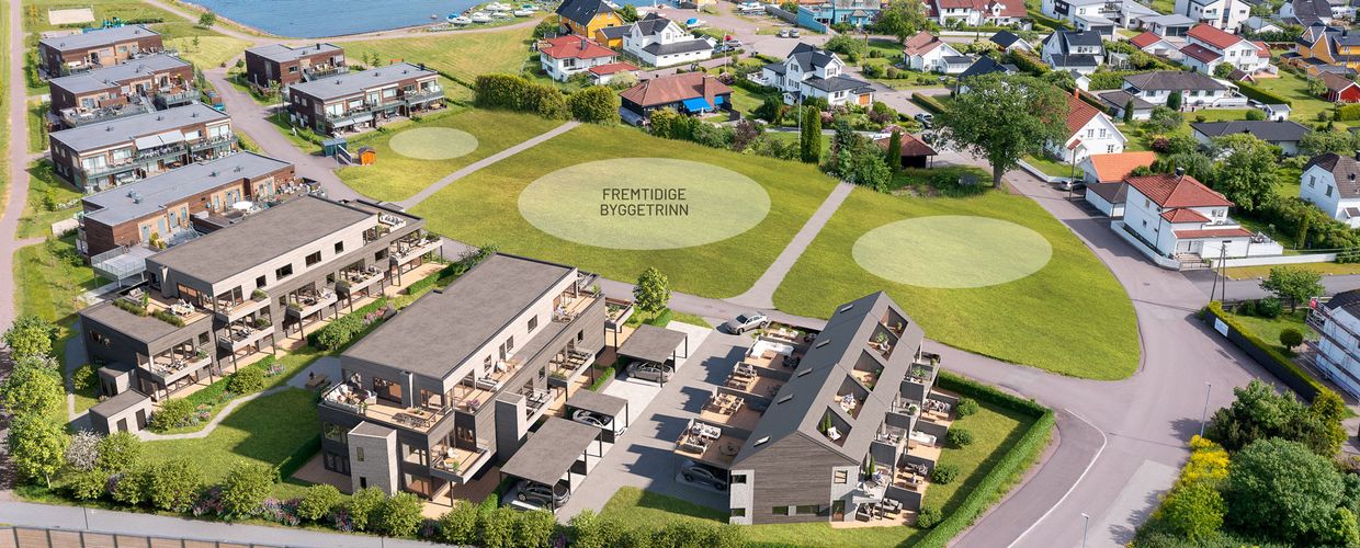 Planlagte leilighetsbygg og rekkehus i Strandhagen