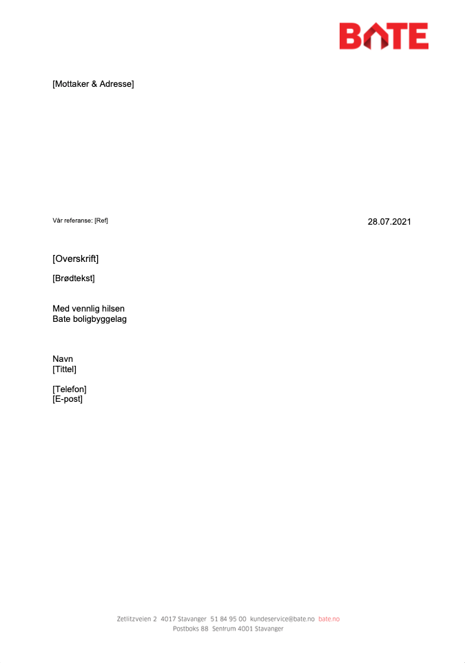 Bates brevmal for Microsoft Word