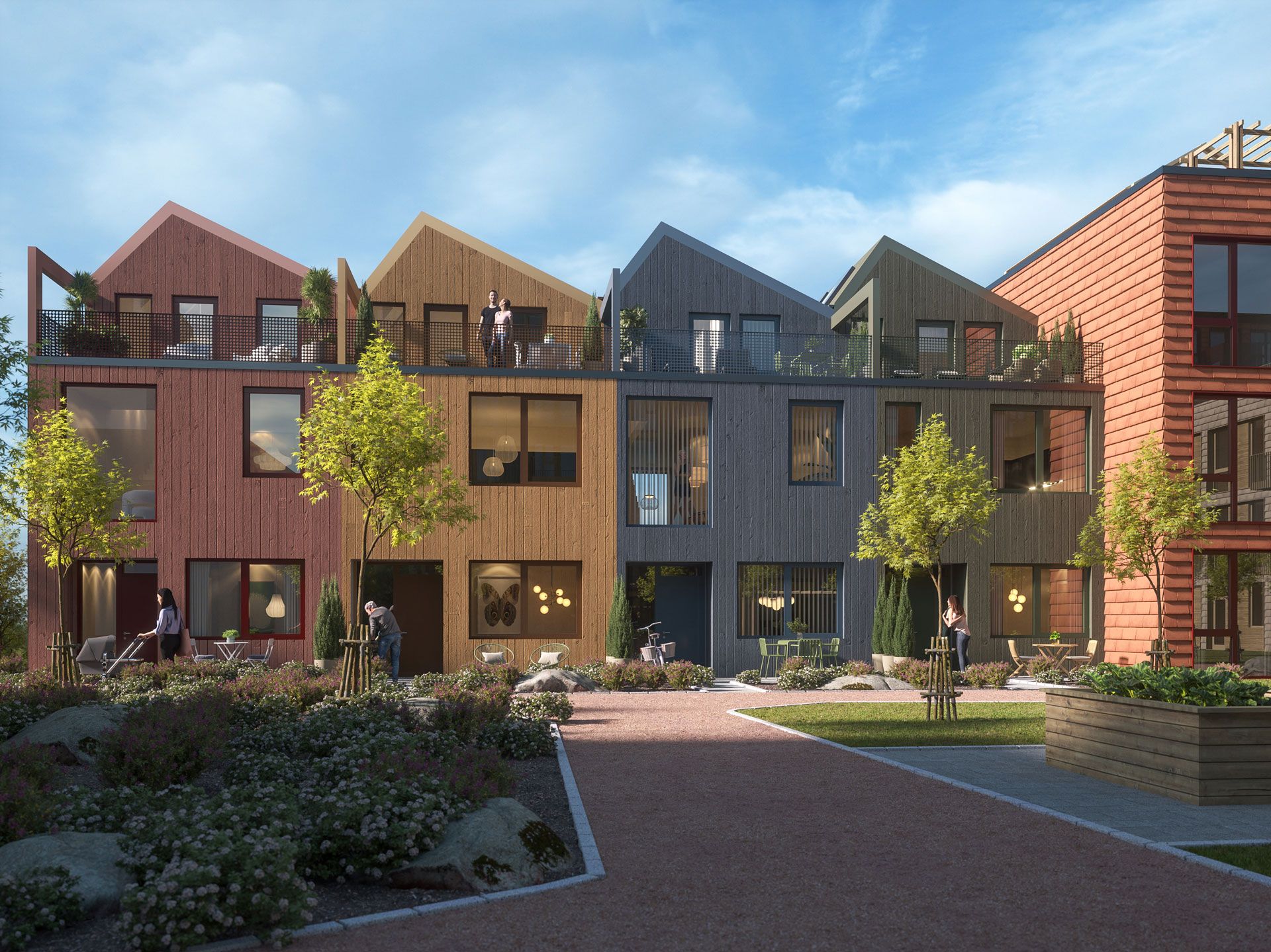 Illustrasjon av nye rekkehus som kommer i trinn 3 av Madlavest