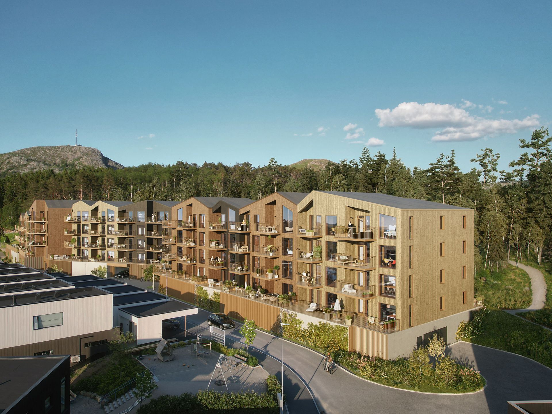 Skogens ro ligger i enden av en rolig gate på Kleivane