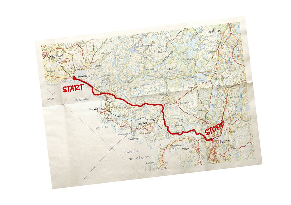 kart brusand-egersund