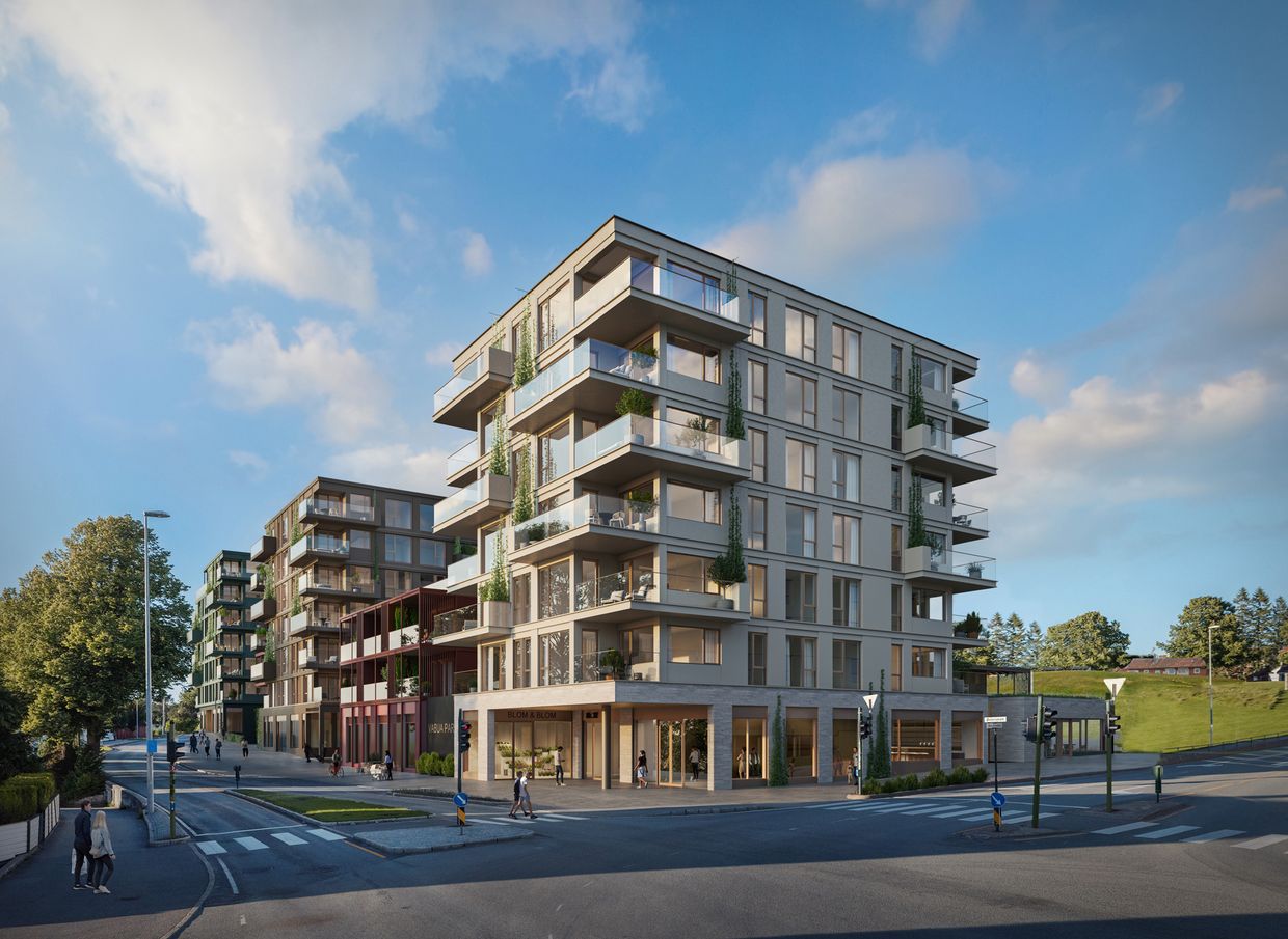 Vabua park sett fra krysset Østerveien/Marviksveien