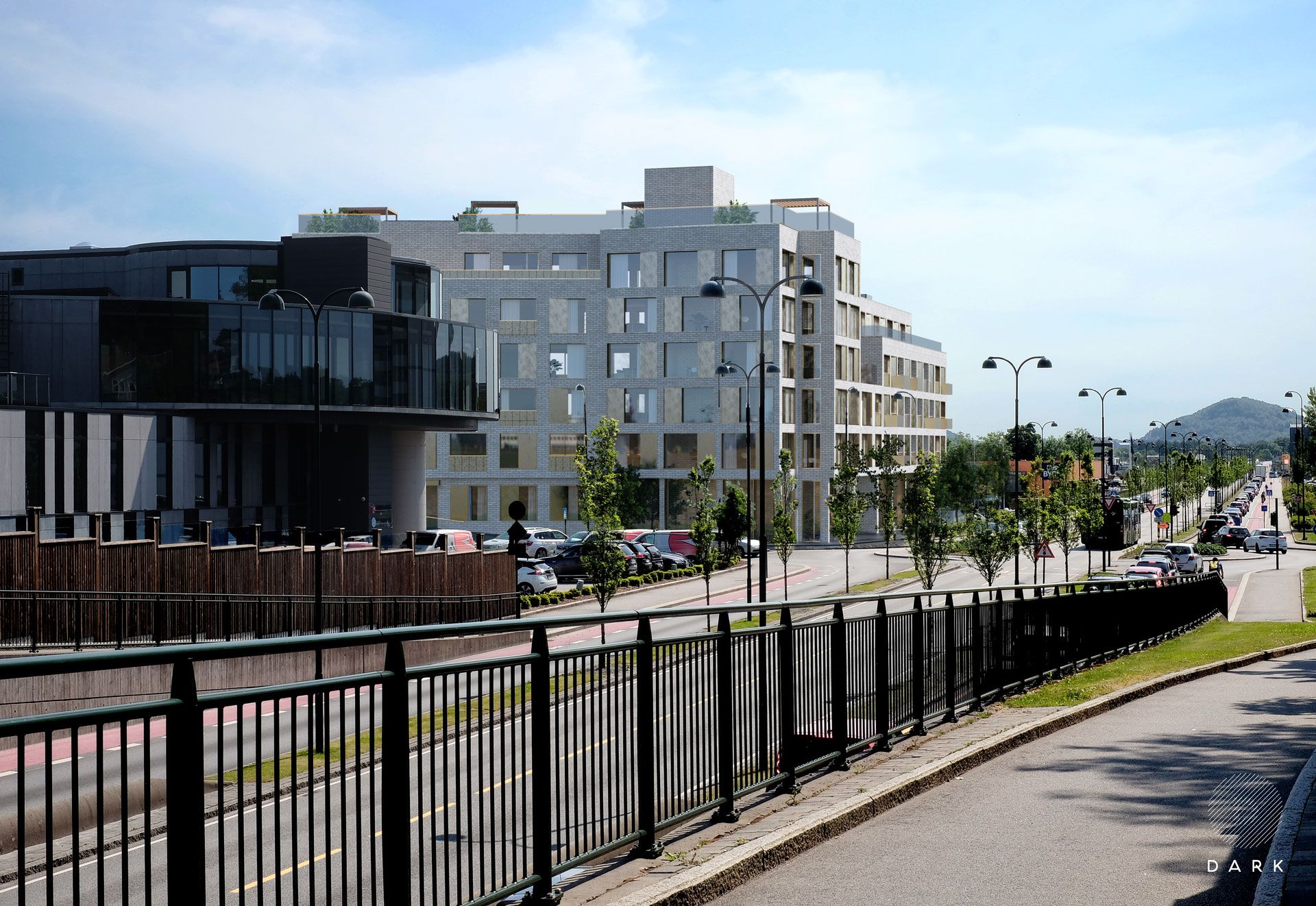 Illustrasjon av planlagte nybygg i Langflåtveien 1-3