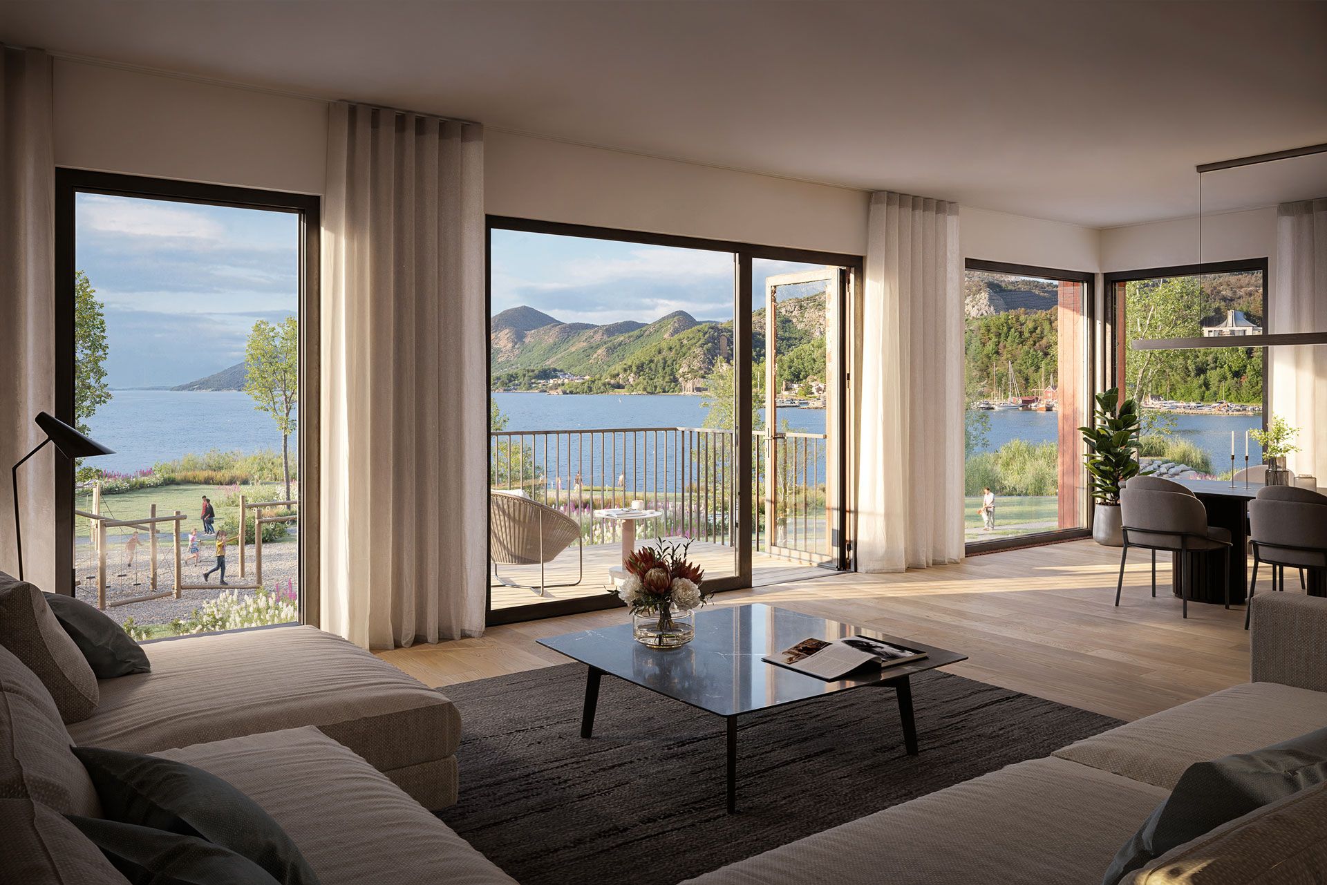 Utsikt fra leilighet i Østraadt Havn