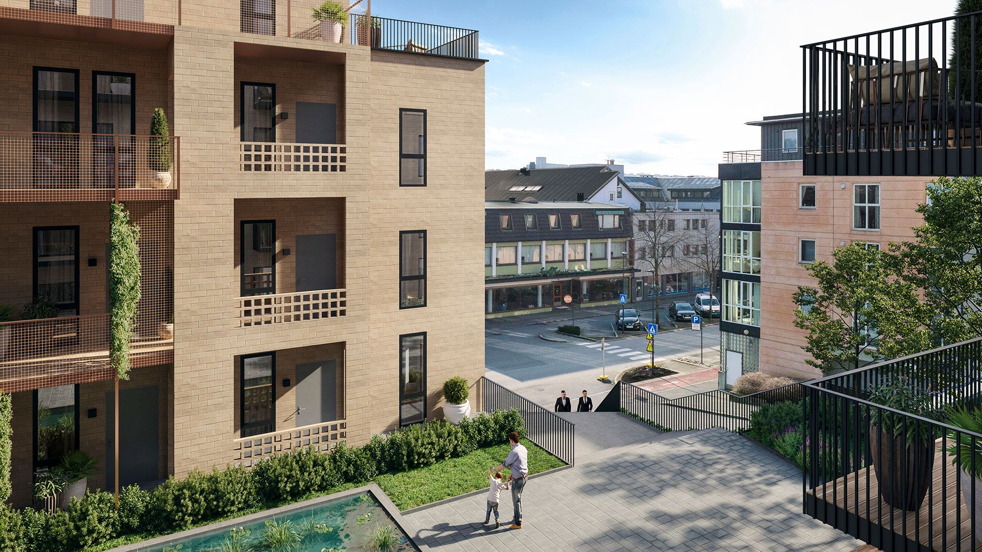 Park og balkonger i Langgata Pluss