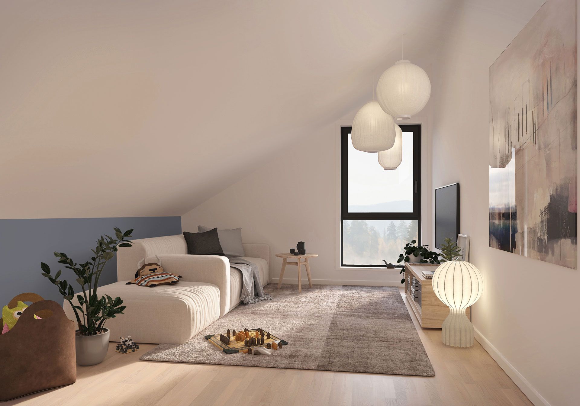 Loftstue i rekkehus på Frøylandsstien