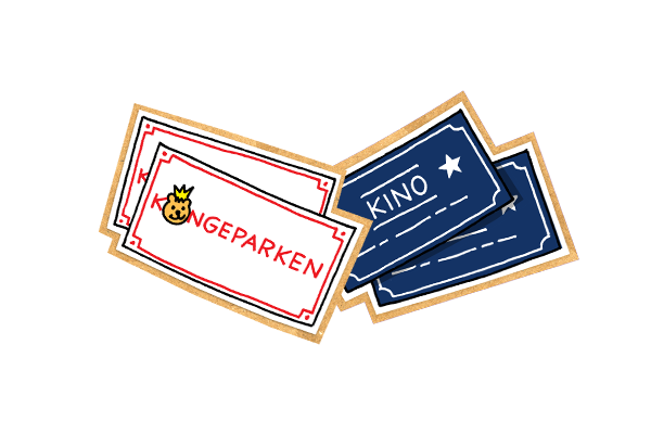 kongeparken- og kinobilletter i papp