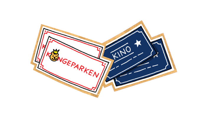 kongeparken- og kinobilletter i papp