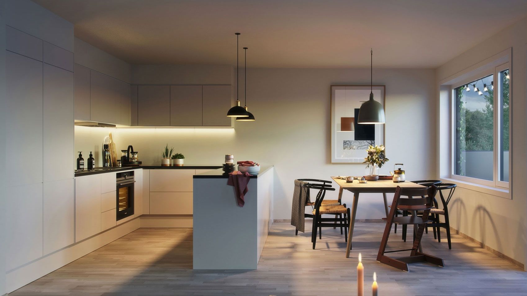 Kjøkken i planlagt bolig på Hovemarka