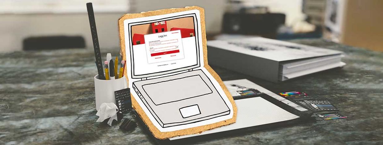 Illustrasjon av pc med innlogging til Styreportalen