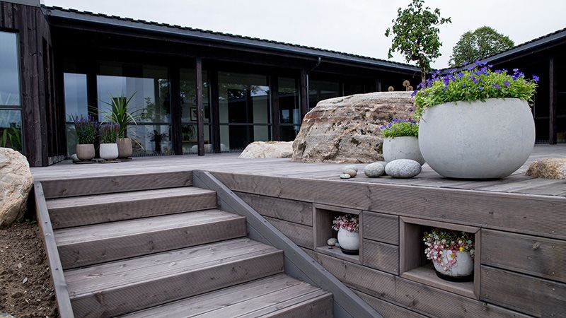 terrasse og trapp i tre