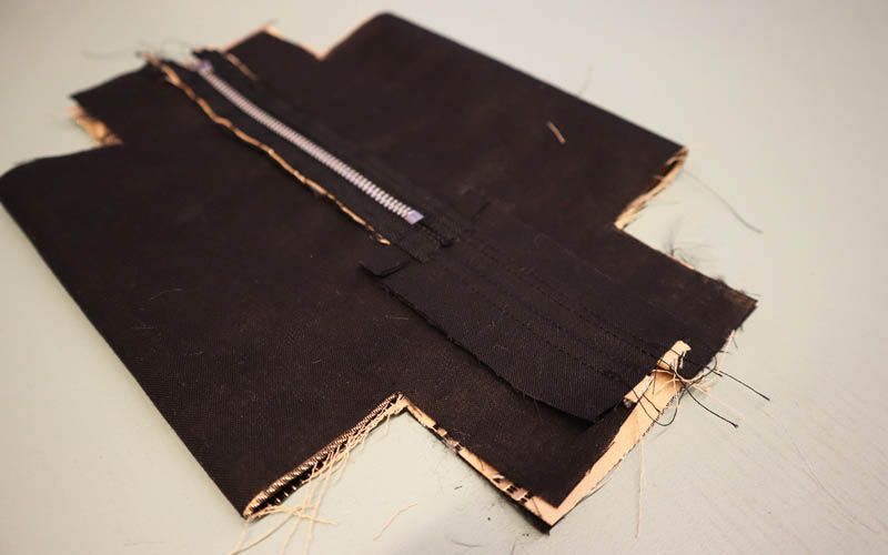 svart stoffbit med glidelås